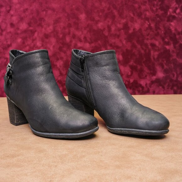 Josef Seibel Shoes - Josef Seibel Women Britney Black Leather Double Buckle Zip Ankle Boots 8US EUR38
